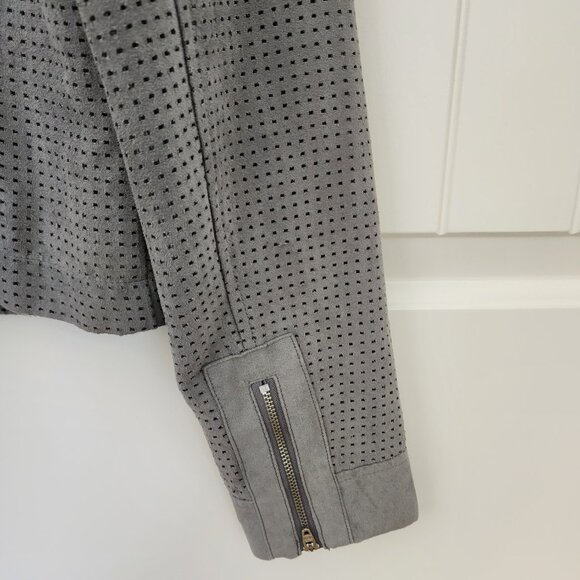 Anthropologie vegan suede grey perforated moto jacket - Picture 8 of 14